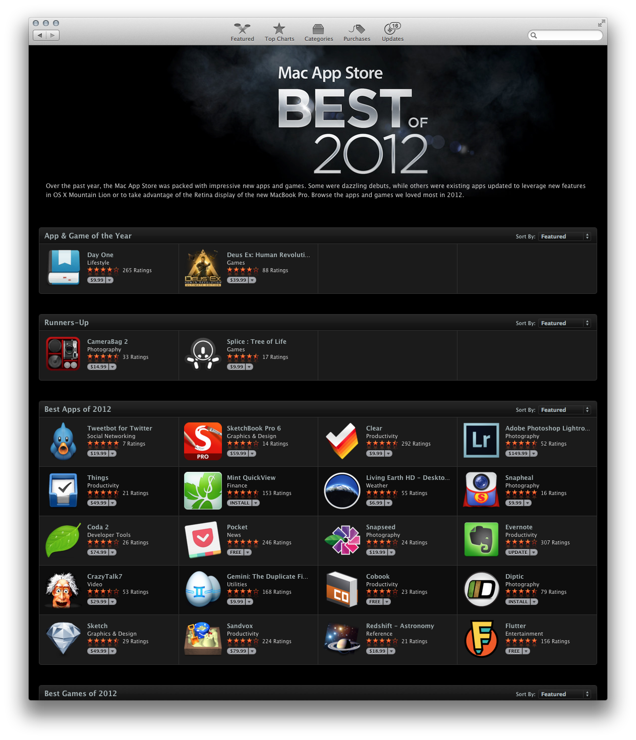 Mac App Store â€” Best of 2012